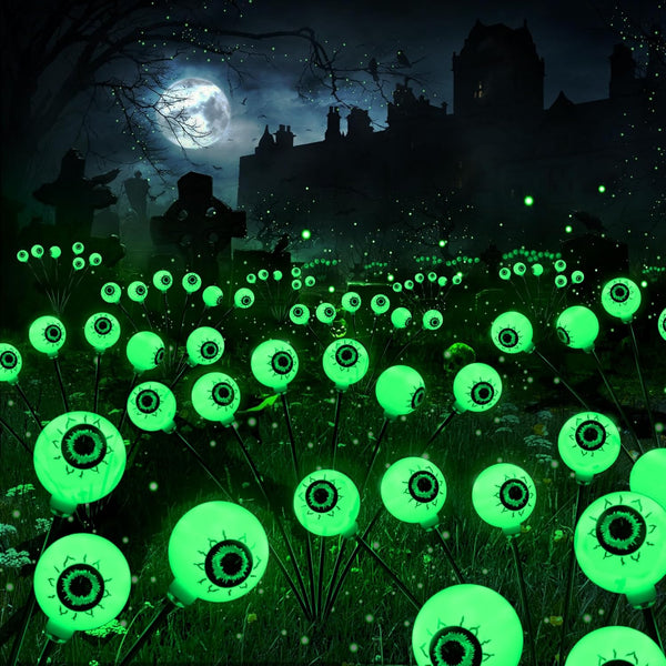Brizled Solar Halloween Lights, 2 Pack Total 12 LED Green Halloween Eyeball