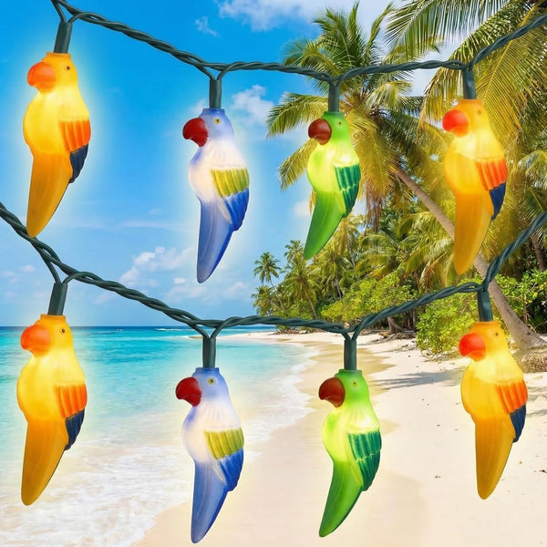 Xingzd 8.5Ft Parrot Outdoor String Lights, LED Tropical Themed Patio Lights with 10