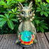 LCKFTY Solar Garden Statue Dragon Figurine with 7-Color Changing Solar Crackle Globe Lights-