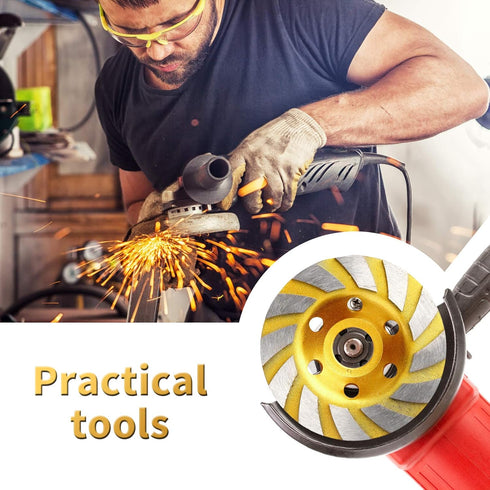 2 Pieces 4 Inch Concrete Stone Ceramic Turbo Diamond Grinding Cup Wheel, Heavy Duty Angle Grinder Wheels (Yellow)