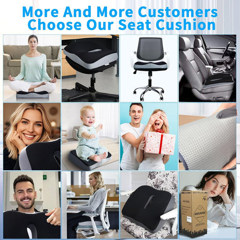 ANKUNABA Tailbone Seat Cushions for Office Chairs, Large Memory Foam Desk Chair Cushion for Coccyx Sciatica Back Pain