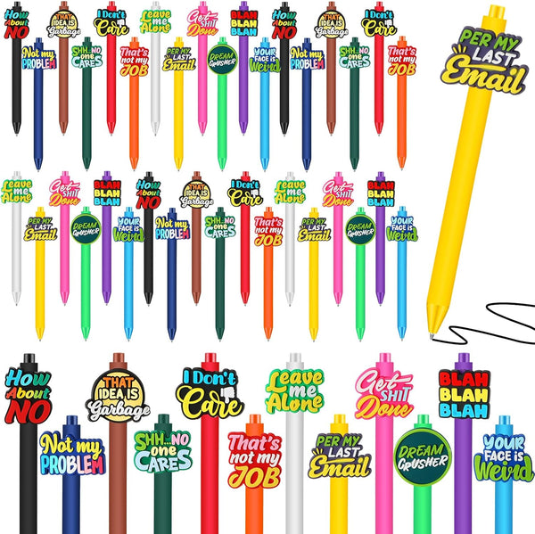 Spakon 100 Pcs Christmas Appreciation Gift - Snarky Funny Pens with Humor Quotes, Multicolored Cuss Word Ballpoint Pens