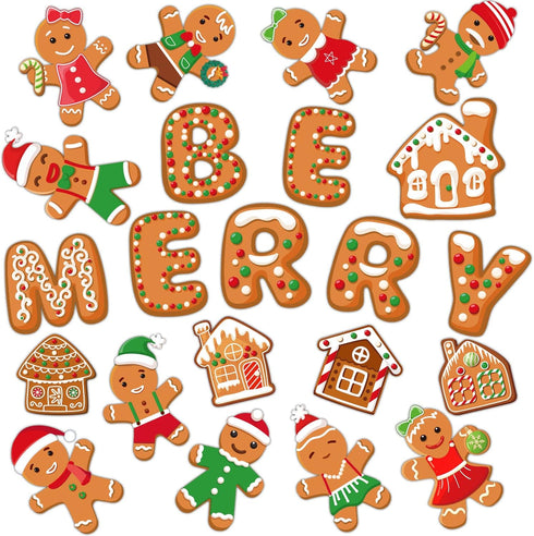 Christmas Cutouts - Xmas Gingerbread Classroom Bulletin Board Decorations for Merry Christmas Party Supplies