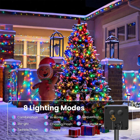 6 Pack 240FT 600 8 KENTA Solar Christmas Lights Outdoor LED Solar String Lights with Lighting Modes Waterproof Fairy