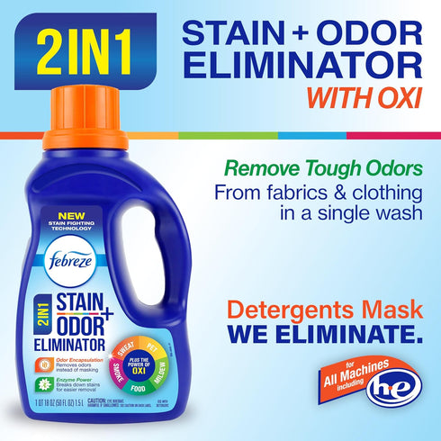 50 oz (2 Pack) Febreze Laundry Detergent Additive, Original Strength In Wash Odor Eliminator, Designed to Remove Odors