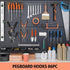 HUHOLE 86PC Pegboard Hooks Assortment with Bins, Garage Tool Organizer, Fits 1/8 Inch and 1/4 Inch Pegboard