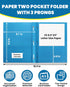 SUNEE 100-Pack Blue File Folders - Letter Size with 2 Pockets and 3 Prongs, 9.3 x 11.6 in