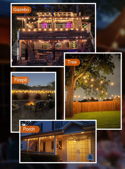 30ft 16 Dimmable ST38 Bulbs, 2700k Commercial GPATIO Waterproof Patio Lights with Hanging Lights Globe Shatterproof