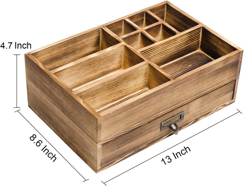 Liry Products Rustic Wooden Organizer Cosmetic Storage Cabinet Makeup Display Box Office Supplies Desktop Vanity