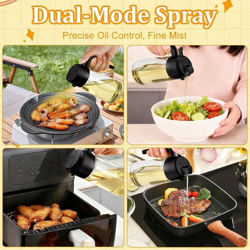 ICEMAO 16oz/470ml 2 1 Glass Olive Oil Sprayer for Air Fryer, in Spray & Pour Dispenser with Fine Mist & Portion