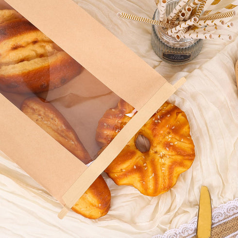60 Pack 13.7x8.3x3.5 Inches, 72Pcs Moretoes Large Sourdough Bread Bags for Homemade Bread, Paper Bakery Bags with Tin