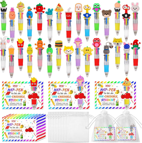 CZWZ 30 Set Cute Multicolor Pens in One 4-in-1 Fun Pens Bulk with