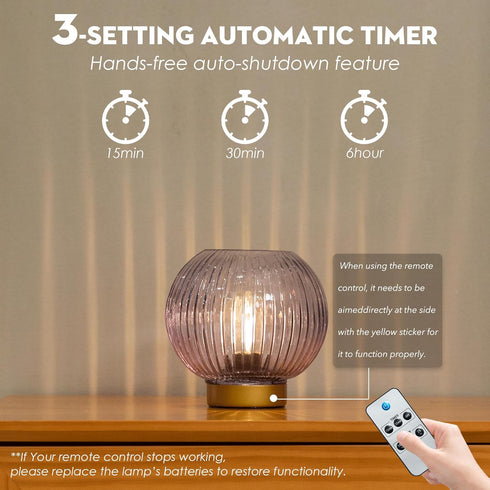 Dimmable ULAROOM Battery Operated Lamp with Remote Control, Cordless Table Lamps with Timer & Replaceable LED Blub