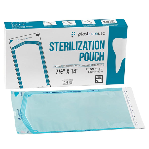 200 7.5 X 13 Self Sealing Sterilization Pouches - Autoclave Sterilizer Bags