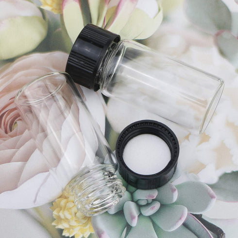 JIUWU 14pcs Mini Clear Glass Bottle Vials, 5ml with Plastic Cap, Leak-Proof for Essential Oils