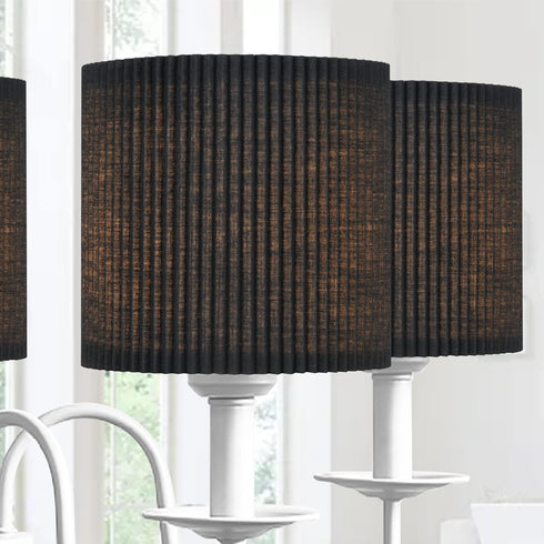 Lamp,Set 2,Small Drum,5.4"5.4"H5.2",TC BULB,Black LAMPWELL KETTE Clip-on Pleated Fabric Lamp Shades for for Table