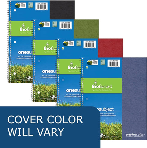 Roaring Spring Environotes College Ruled 1 Subject Recycled Spiral Notebook, Assorted Earthtone Covers, 11" x 9", 80