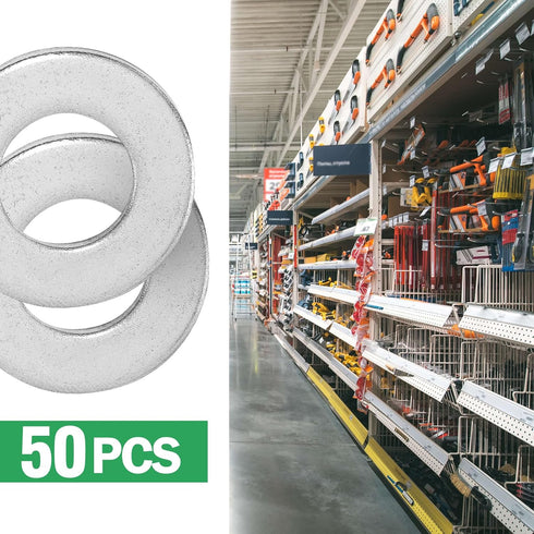 1/2" Stainless Steel Flat Washers - 1" Outside Diameter, 304(18-8)Stainless Steel Washers Metal Washers for Screws Bolts, Pack of 50