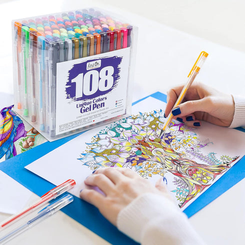 Gel Pens 108 Colours Set for Adult Colouring Books, Art Markers