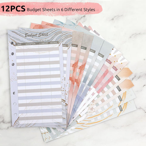 Budget Binder with Zipper Envelopes, Money Organizer for Cash with 8 Cash Envelopes, 12 Budgeting Sheets & 2 Labels