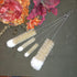 NewFerU Stainless Steel Soda Bottle Cleaning Brush Set with Natural Boar Bristle Wool Tip, Long Handle for Narrow Neck