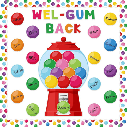 WATINC 105Pcs Back to School Gumball Machine Cutouts, Colorful Bubble Gumballs Bulletin Board Decoration Set