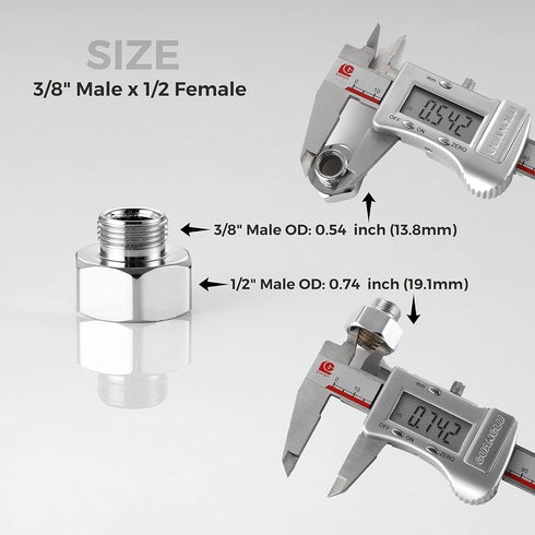 Water Line Adapter, 4 PCS Pipe Fittings in 1/2" Female to 3/8" Male Reducer Adapter, Compression Fitting for Kitchen Bathroom Faucet Supply Hose, Stop Valve Adapter, Pipe Connector With Rubber Washer by Stanweemix