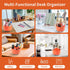 Desk Pencil Pen Holder - 5 Slots 360° Degree Rotating Organizer for Office, School, Home, and Art Supplies (Orange)