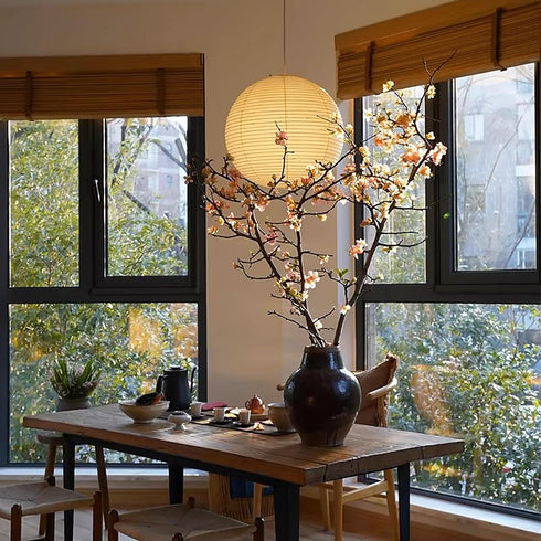 19.68" Lampshade(1 Pack) White Round Paper Lanterns, Chinese/Japanese Paper Lantern Pendant Light, Large Hanging Paper