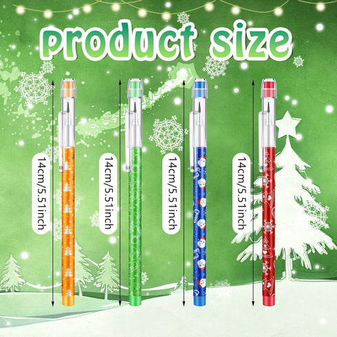 Christmas Stackable Pencils Bulk with Eraser, Multi Point Stackable Push Pencils for School Supplies (48 Pcs)