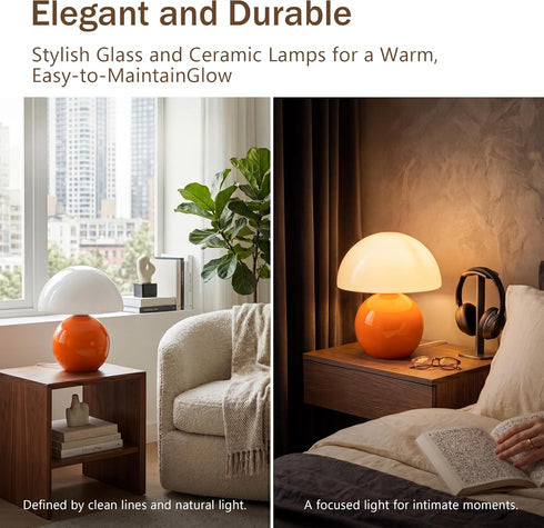 Dawnwake Mushroom Lamp Table Lamp for Bedroom,Desk Bedside Small Lamps for Living Room Night Stands,Mushroom Decor Cute