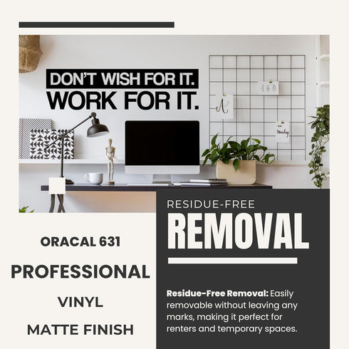 My Vinyl Story | Don't Wish for it Work for it | Motivational Large Wall Decal Sticker for Home Gym Office