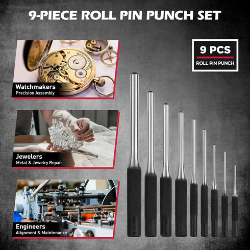 25-Piece Set Punch and Chisel with Roll Pin Punches, Includes Taper, Pin, Center Punches & Cold Chisels
