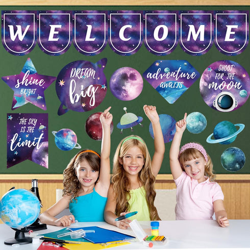 VABAMNA 28Pcs Space Motivational Posters Bulletin Board Decorations for Teachers School Office Home Decor