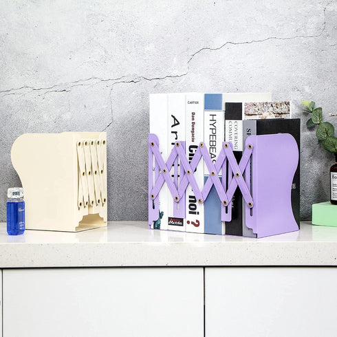 Book Ends, Metal Book Organizer for Heavy Books, Suitable for Office, Home & School Use, Brown