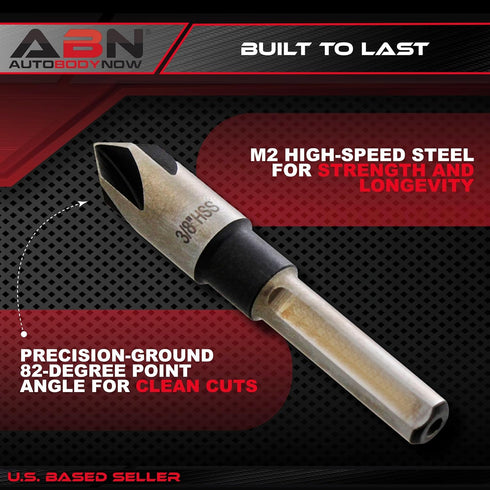 ABN Screw Countersink Kit 5-Piece SAE Drill Bit Set, 82-Degree, 1/4in Shank, 5 Flute