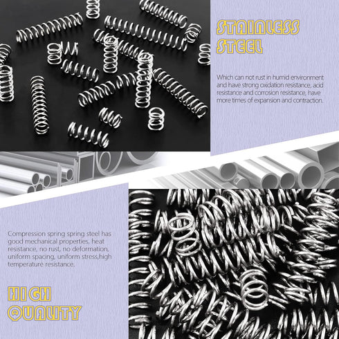 Swpeet 150Pcs Compression Springs Assortment Kit, Mini Stainless Steel Extension Springs for Home Repairs, 0.39" to