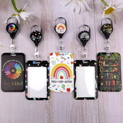 Bookshelf ID Badge Holder Lanyard Cute Keychain Lanyard ID Holder for Keys & ID Badges for Women Men Kids Teachers Gift