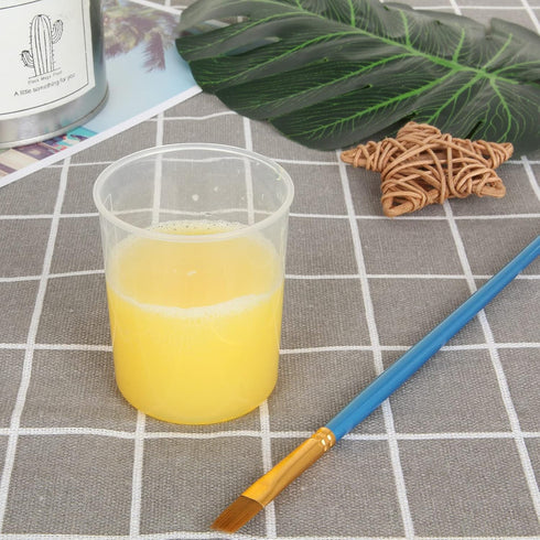 100Pcs 100ML Plastic Graduated Measuring Beaker Set, Clear Liquid Mixing Cups for Epoxy Resin, Lab Use, Tapered Spout