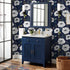 HAOKHOME 93245-3 Peel and Stick Floral Wallpaper Home Decor Removable Navy/White/Blue Vinyl Self Adhesive Mural 17.7in x 9.8ft by HAOKHOME