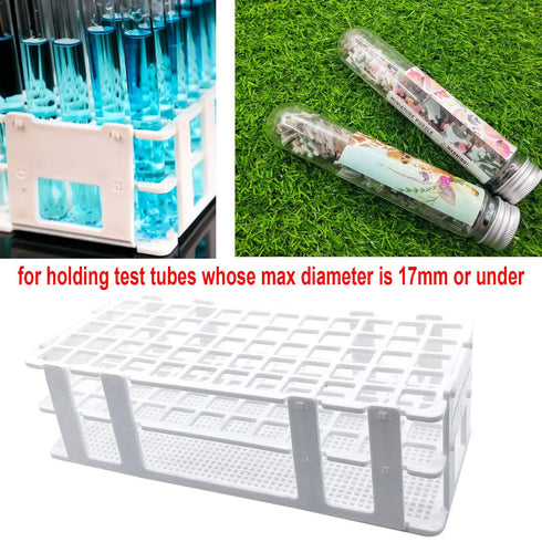 Plastic Test Tube Rack 2 Pack, 60 Holes Lab Holder for 17mm and Below Test Tubes, Detachable