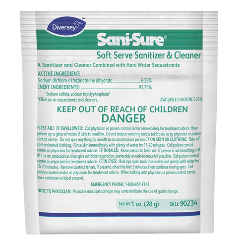 Diversey 90234 Sani-Sure Soft Serve Sanitizer & Cleaner, for Shake, Slush, Yogurt