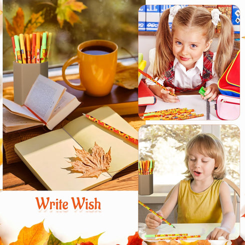 Harloon 48 Pcs Thanksgiving Pens, Bulk Fall Themed Ballpoint Pens, Autumn Maple Leaf Pumpkin Design for Party Favors