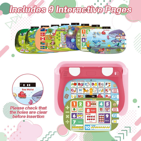 Leopmase 4-in-1 1-3Pink Touch & Learn Activity Desk - Educational Toys with Interactive Learning System Cards and Music