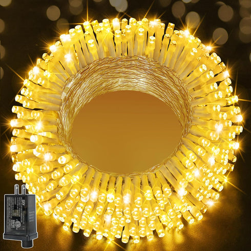 Ollny Christmas Lights 200LED 60FT Indoor, Warm White Connectable Plug in String
