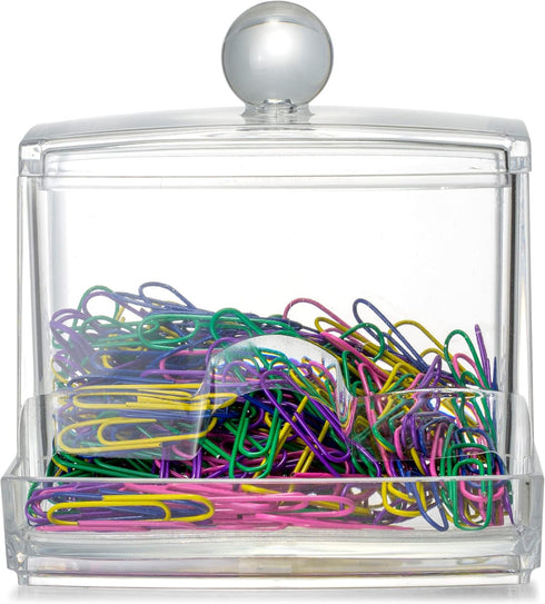 Officemate Clear Self-Dispensing Paper Clip Holder w/250 Assorted Color Paper Clips (93697)