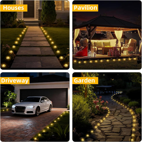 BYIZO 30 LED Solar Ground Lights Outdoor, Waterproof Solar Pathway Lights, LED Landscape Lighting for Garden, Patio