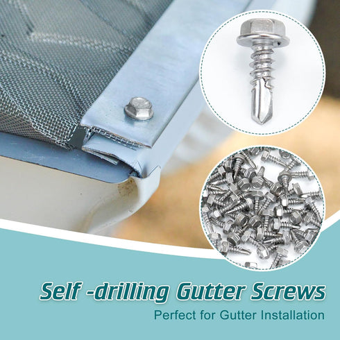 100PCS Stainless Steel Self Drilling Screw with 1/4" Magnetic Hex Driver for Gutter Guard Installation