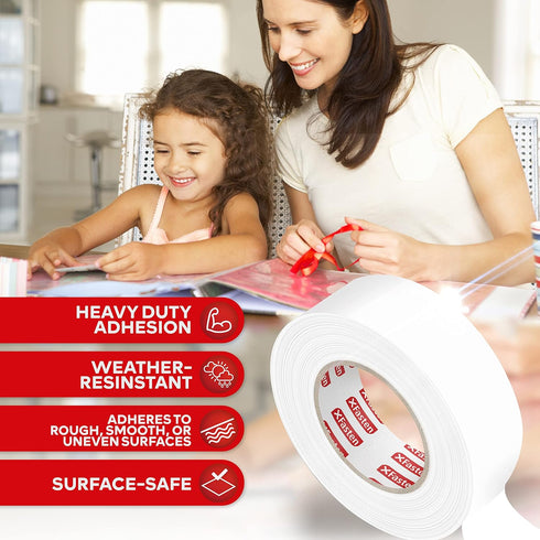 XFasten Clear Double Sided Sticky Tape, Removable, 2-Inches x 20-Yards, Ideal for Anti-Scratch Cat Training