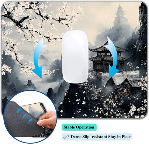 IMAYONDIA 9.5" 7.9" Computer Mouse Pads for Desk, Aesthetic Landscape Painting Japanese Mouse Pad Small Square Computer